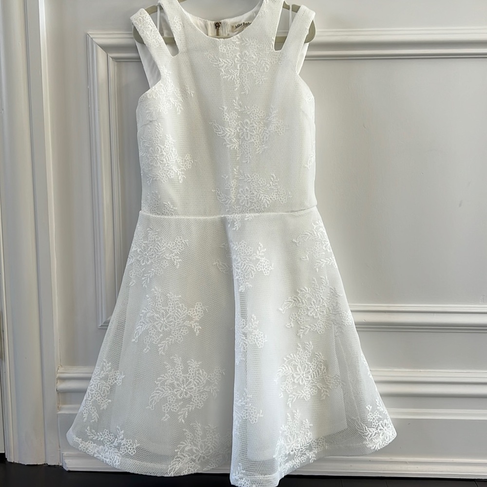 Girls' White Lace Fit & Flare Formal Dress